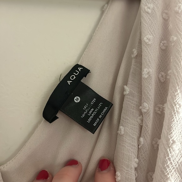 Aqua Cream Dotted Chiffon Wrap High Low Dress, Size M - Picture 4 of 4